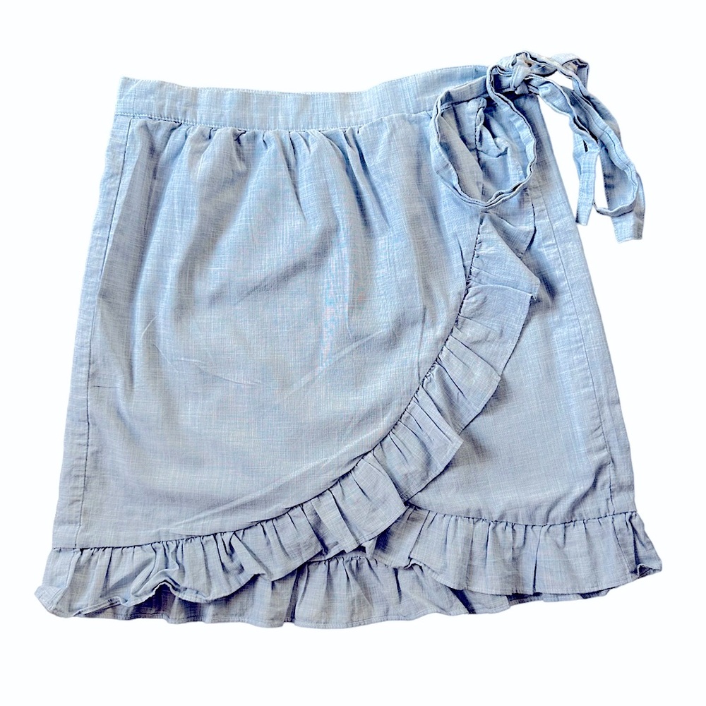 Madewell 0 chambray wrap tie skirt mini